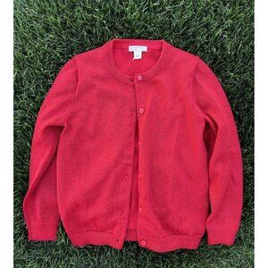 Crewcuts Girls' Casey cardigan sweater in RED cotton sz 6-7 Back to School